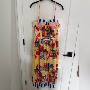 Fashion nova Italian Coast Poplin Midi Dress - Yellow/combo size xl